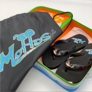 Mottos Kids Black Flip Flops with Bag